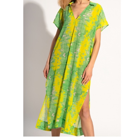 Ganni Green and Yellow Patterned Dress - Picture 1 of 13